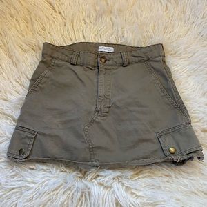 Olive Green Cargo Mini Skirt with Pockets